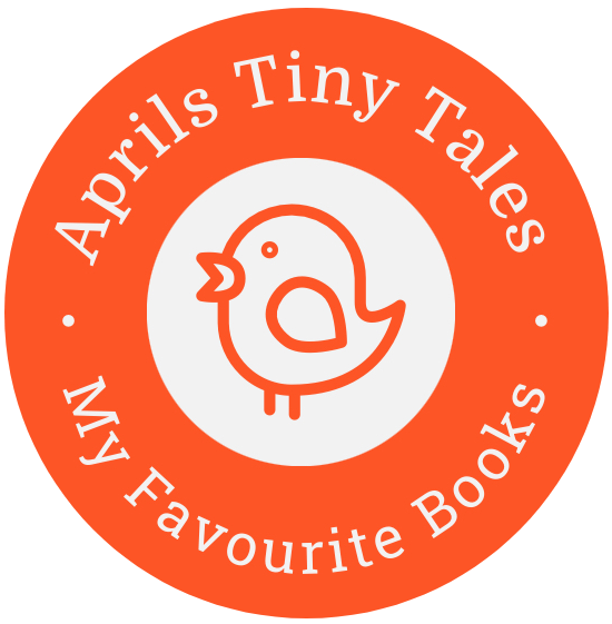 A red circle with the words aprilis tiny tales my favourite books written in it.